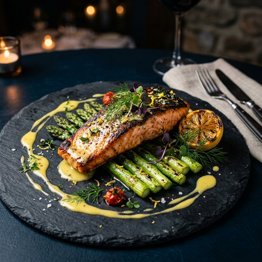 Grilled Atlantic Salmon served at Cortex Restaurant Mau